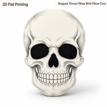 Gothic Skull Skeleton Grinning 2D Flat Print Filled Throw Pillow, Suitable For Sofa, Bedroom, Living Room Cozy Home Decor, Office And Car Use, Pillow Gift - Multicolor - View 6