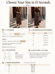 Perirose Gaun Maxi Polkadot Blok Warna Y2K Wanita Musim Semi/Panas, Gaun Pesta Berpinggang Tinggi dengan Hem Dua Lapis - Coklat - View 4