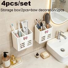 4pcs/2pcs/1pc Bathroom Cosmetics Rack Wall Mounted Bathroom Toothpaste Rack Toothbrush Comb Storage Razor Rack - Multicolor - View 13