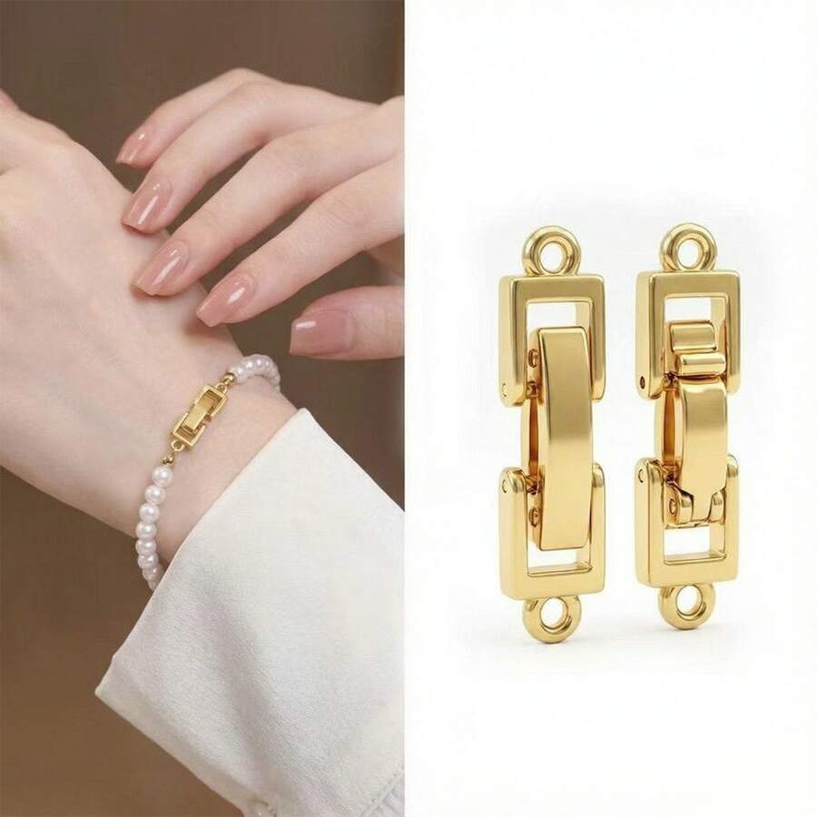 1/2PCS Square Connector Clasp, Pearl Connector, Bracelet Necklace Jewelry Making Accessories Material - Connector - View 1