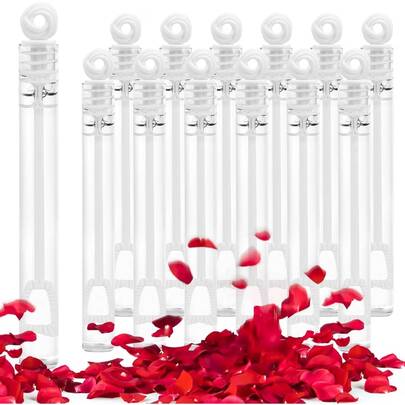 10/20/30/40pcs White Rose Bubble Sticks Without Liquid, Perfect For Weddings, Teen Showers And Party Gifts, Empty Bubble Stick Bottles