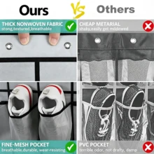 40 Pockets Over Door Shoe Organizer,Space-Saving Hanging Closet Storage,Large Capacity Breathable Fabric Hanging Shoe Rack For Men's&Women's Sneakers,Slippers,High Heels, Fits Apartment Dorm Room,Bedroom Closet,Halloween Gift Black - Multicolor - View 8