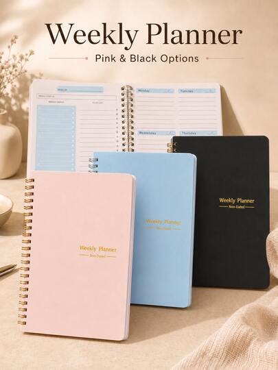 Agenda settimanale con programma, taccuino per la pianificazione degli obiettivi con rilegatura a spirale e tracker delle abitudini, regalo per la festa dell'insegnante per le donne, forniture scolastiche, minimalista, taccuino a spirale, taccuino, agenda, vacanza, vacanza, Cyber Monday, Natale, regalo di Natale