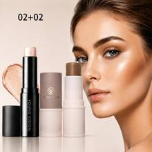 YOUNG VISION Highlighter Stick & Contour Stick Facial Makeup Set: Water-Based Highlighter Stick Brightens Face & Bronze Contour Stick Sculpts Facial Contours For Daily Makeup - Multicolor - View 10