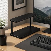 1pc Black Double-Layer Desktop Storage Rack, Vintage Wooden Organizer, Multi-Functional Countertop Organizer, Minimalist Storage Shelf, Water Cup Coffee Cup Holder, Spice Rack, Suitable For Kitchen Countertop, Side Cabinet, Bedroom Vanity And Living Room Tea Set Organization And Storage - View 4