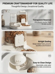 All-In-One Automatic Cat Feeder And Water Dispenser Set; Transparent Tank Design; Easy To Clean And Refill; Automatic Pet Feeder; Battery-Free; Large Capacity Design; Peace Of Mind For Travel; Stylish Pet Supplies; Suitable For Cats And All Dog Breeds - Large Capacity - View 6