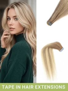 20pcs Tape In Hair Extensions Real Human Hair Extension For Salon Straight Human Hair Extensions Seamless Skin Weft Double Sided Tape Ins Hair Extension Invisible Tape In Hair Extensions - Multicolor - View 63