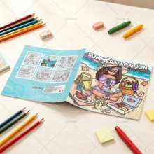 Summer Vacation Cute & Cozy Coloring Book For Kids & Adults, Large Print Summer Beach Holiday Coloring Pages, 120gsm Thick Paper (FREE GIFT 1 Protective Backing Sheet) Stress Relief & Mindfulness, Relaxing & Fun Summer Drawing Activity Book For Girls - Summer Vacation - View 4