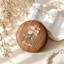 Customized Moon Flower Makeup Mirror Set, Personalized Name Folding Mini Portable Mirror With Birthday Flower, Suitable For Travel And Dormitory, Elegant Bridal Party Favor, Romantic Valentine's Day Gift, Thank You Gift For Her - Multicolor - View 4
