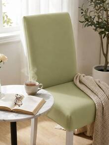 1pc Solid Color Chair Cover, Modern Minimalist Milk Silk Elastic Dining Chair Slipcover, Suitable For Living Room, Bedroom, Dining Room, Study, Removable And Washable, All Season - Olive Green - View 5