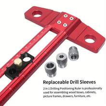Aluminum Alloy Woodworking Drill Guide, 2-In-1 Positioning Marking Ruler, Multi-Function T-Square With 6/8/10mm Drill Bushings, Non-Electric Precision Positioning Sleeve Set - Multicolor - View 7