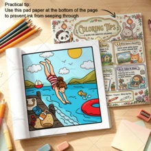 Summer Vacation Cute & Cozy Coloring Book For Kids & Adults, Large Print Summer Beach Holiday Coloring Pages, 120gsm Thick Paper (FREE GIFT 1 Protective Backing Sheet) Stress Relief & Mindfulness, Relaxing & Fun Summer Drawing Activity Book For Girls - Summer Vacation - View 11