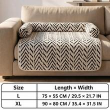 1pc Plush Pet Sofa Bed, Black And White Geometric Pattern With Raised Bolster Pillow, Dog Sofa Pad, Anti-Scratch Furniture Protector, Non-Slip Bottom, Suitable For Cats And Dogs Resting, Sleeping And Living Room Use - Black and White - View 11