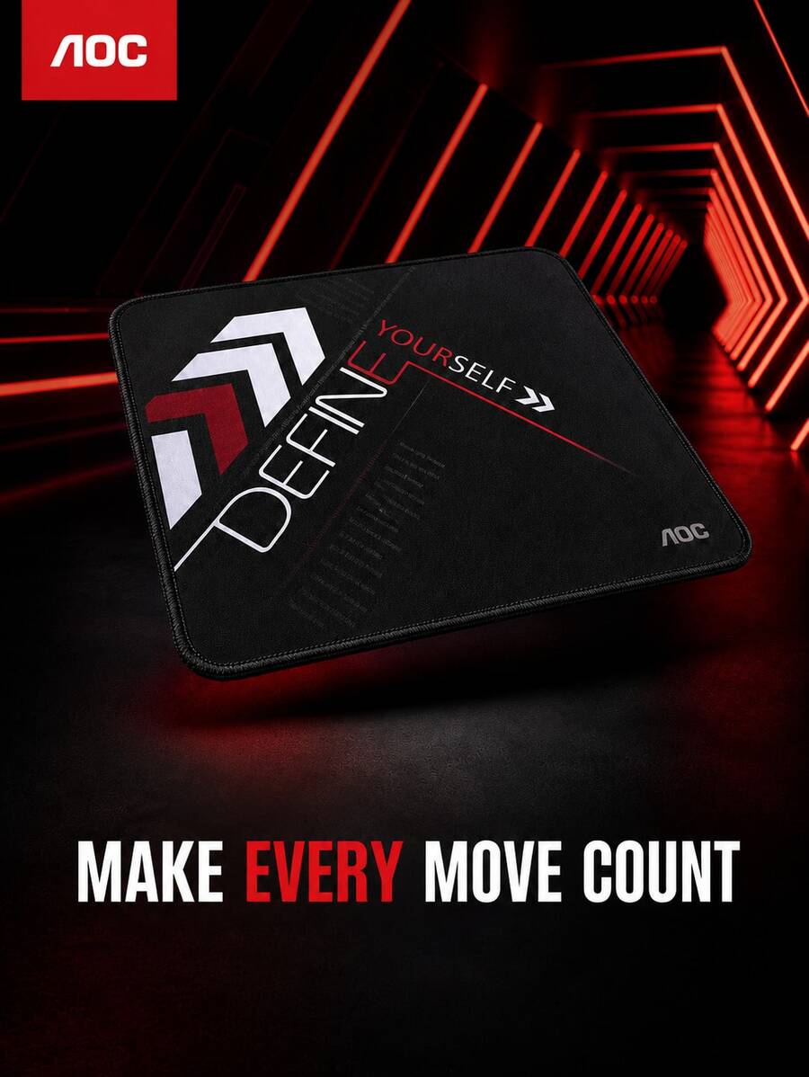 AOC Gaming Mouse Pad, Smooth Cloth Surface, Precision Stitched Edge, Non-Slip Desk Mat For Gaming & Office, Compact/Large Size - View 1