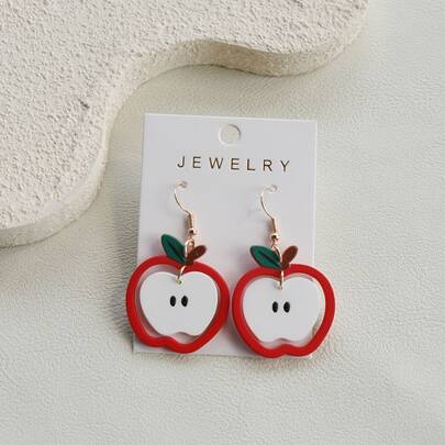1 Pair Women's Dangle Earrings, Apple Cut Acrylic Earrings With Soft Clay Texture
