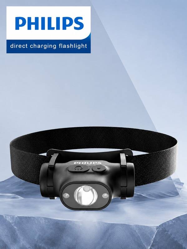 Philips New USB Rechargeable Headlamp, Outdoor Emergency Headlight, Multifunctional Sensing Light, Work Light, Home Light, Study Light, Smart Battery Display, Emergency Flashing Light