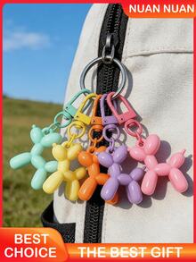 10pcs Cute Candy Color Balloon Dog Keychains, Dopamine Resin Dog Pendant, Lobster Clasp Key Ring, Cartoon Animal Charm. Suitable For Bags, Wallets, Pencil Cases, Car Keys, Perfect Gift For Friends, Family And Colleagues (Random Color). - A - View 5