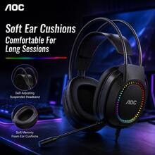AOC 1pc Lenovo Professional Bluetooth Headphones 40mm Large Dynamic Driver HiFi Stereo Bluetooth 5.4 Wide Compatibility Breathable Soft Ear Cushions Comfortable Long-Term Wear Black - View 6