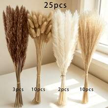25/50/100/200pcs - Artificial Pampas Grass Mixed Bouquet, Artificial Reed, Artificial Reed Grass, High Fluffy Artificial Fake Flowers, Bedroom Decor, Bohemian Style Decor, Reed Grass Vase Filler, Farmhouse Home Wedding Decor, Reed Grass Vase, Suitable For Living Room, Bedroom, Kitchen, Decorative Gift, Birthday Graduation, Autumn Decor, Autumn - Brown 3 - View 6