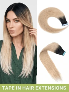 20pcs Tape In Hair Extensions Real Human Hair Extension For Salon Straight Human Hair Extensions Seamless Skin Weft Double Sided Tape Ins Hair Extension Invisible Tape In Hair Extensions - Multicolor - View 24
