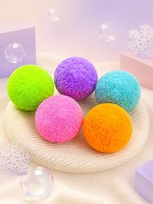 1pc Kids Round Smiling Face Plush Squeeze Toy, Soft Fluffy Stress Relief Sensory Toy, Cute Cartoon Style, Suitable For Boys And Girls - Multicolor - View 5