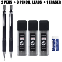 Mechanical Pencil Set, 2 Packs 0.5mm & 0.7mm Metal Mechanical Pencils , Refillable Drafting Pencils For Students, School, Office, Writing & Drawing - Multiple Styles - View 12