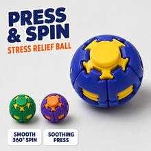 Colorful Press Rotating Fidget Puzzle Ball Portable Hand Spinner Stress Relief Toy For Adults Desk Decor Gift - Blue - View 2