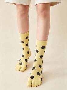1/3 Pairs Fun Personalized Color-Block Large Polka Dot Breathable Split Toe Socks - Multicolor - View 8