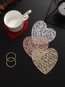 6-24pcs Hollow Heart Heat-Insulated Coasters, Vintage Lace Style PVC Round Lace Edge Non-Slip Heat-Resistant Table Mats, Suitable For Christmas Afternoon Tea Home Party - Multicolor - View 4