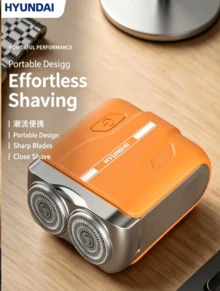 HYUNDAI Portable Mini Electric Shaver | Dual-Head Washable | Type-C Fast Charging Travel Hair Trimmer - Orange - View 6