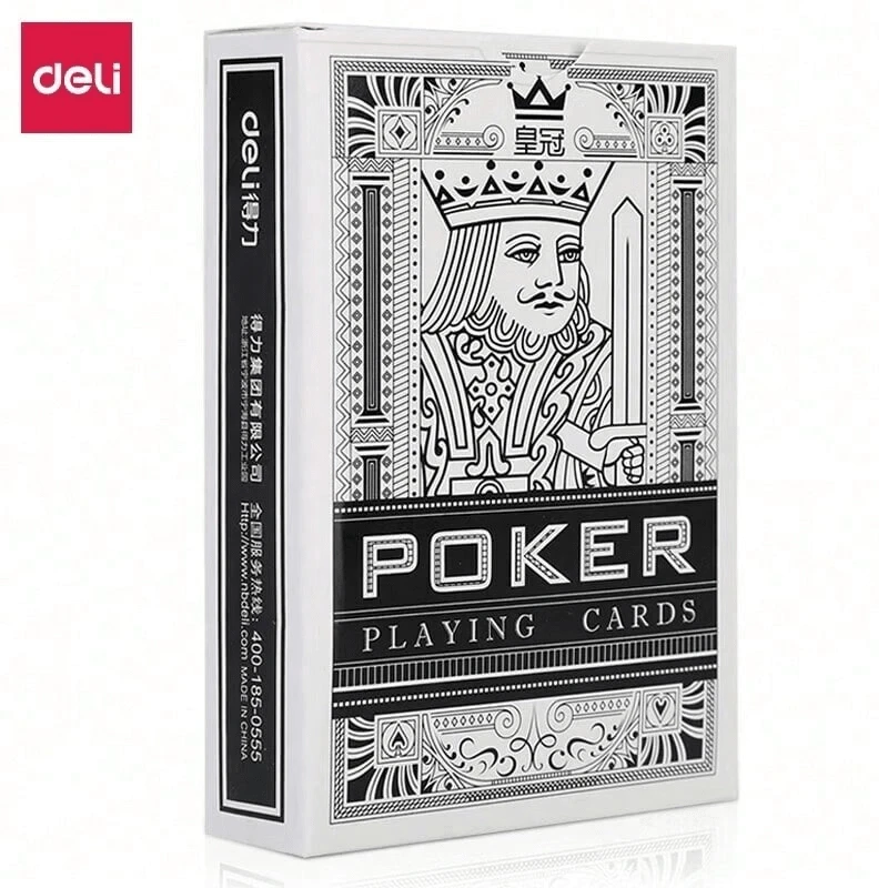 DELI 9637 Playing Cards, Rigid Feel, Smooth Handling, Clear Patterns For Easy Identification, Complete Suit Set, Durable And Economical, Perfect For Entertainment - Black - View 1