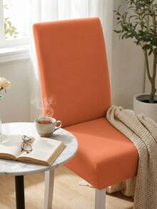 1pc Solid Color Chair Cover, Modern Minimalist Milk Silk Elastic Dining Chair Slipcover, Suitable For Living Room, Bedroom, Dining Room, Study And Other Occasions, Removable And Washable, All Season Use - Burnt Orange - View 5