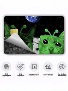 1pc Funny Alien Cat Credit Card Sticker, Cute Pet Couples Essential Party Birthday Gift, PVC Material Anti-Fingerprint Durable Scratch-Resistant, Suitable For Men, Women, Couples, Fits Small Chip Cards, Bank Cards, Credit Cards, Transportation Cards, Student ID Cards, Room Keys For Privacy Protection - Type a - View 14