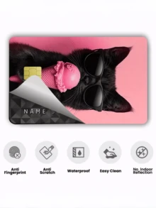 1pc Cone Cat Credit Card Sticker Privacy Protection Card Skin, Pink Party Birthday Gift PVC Material Anti-Fingerprint Anti-Scratch Wear-Resistant Card Sleeve, Suitable For Men, Women, Couples, Small Chip Card, Bank Card Decorative Sticker, Credit Card, Transportation Card, Student Campus Card Personalized DIY - Type a - View 15