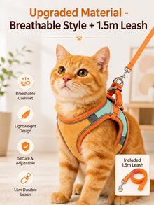 1 buah Set Tali Kucing Beludru Reflektif, Harness dan Tali Kucing, Harness Anak Kucing/Anjing, Reflektif, Bernapas, Anti Lepas, Set Jalan-jalan Kucing, Harness Hewan Peliharaan Kecil, Bahan Nyaman dan Ramah Kulit, Anti Lepas, Dapat Diatur, Reflektif untuk Keamanan - MultiWarna - View 4