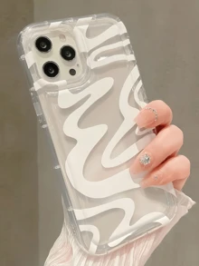 1 قطعة بطانية هاتف TPU مقاوم للصدمات بتصميم وسادة هوائية منحني ومموج مخصص وبسيط بتغطية كاملة متوافق مع Apple 18 17 16 15 14 13 12 11 Pro Max Air والسلسلة - متعدد الألوان - مشاهدة 2