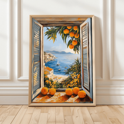 1pc Henri Matisse Style Print: Open Window, Mediterranean Coast View (Optional Frame)