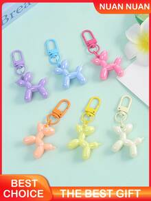 10pcs Cute Candy Color Balloon Dog Keychains, Dopamine Resin Dog Pendant, Lobster Clasp Key Ring, Cartoon Animal Charm. Suitable For Bags, Wallets, Pencil Cases, Car Keys, Perfect Gift For Friends, Family And Colleagues (Random Color). - A - View 7