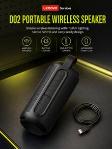 Lenovo D02 Portable Wireless Bluetooth Speaker With RGB Lighting, Carry Loop, Multi-Function Controls, TF Card, AUX & USB Support - View 8