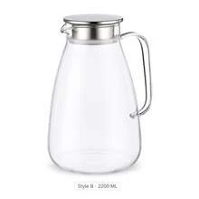 A/B Style Glass Water Jug, 1650ml Or 2200ml Beverage Pitcher With Handle For Kitchen, Dining Room And Home Use - Clear - View 7