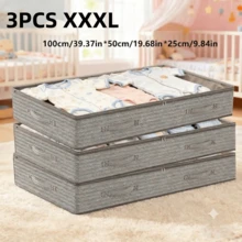 1pc/2pcs/3pcs Arrow Pattern Underbed Storage Bag - Foldable Non-Woven Fabric Closet Storage Box, Suitable For Blankets, Bedding | Space-Saving Design, No Space Occupied, Can Be Stored Underbed. Multiple Styles Available - Light Grey - View 12