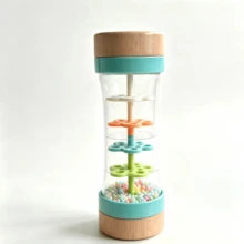 1 Set Solid Wood Lid Rain Sound Tube Musical Instrument, Colorful Bead Rotating Wheel Shaker, Auditory Enlightenment Rattle, Newborn Soothing Sensory Early Education Toy - Multicolor - View 4
