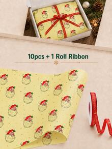10 Sheets Christmas Light Pattern Tissue Paper, Including Christmas Tree, Candy, Star Patterns - 20" X 14", Handmade Wrapping Paper, Easy To Protect Items, Suitable For Gift Box Filling, Party Decoration - Pear - View 16