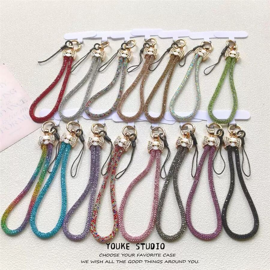 Fashionable Exquisite Full Rhinestone Butterfly Short Outdoor Portable Pendant Butterfly Full Rhinestone Ring Women's Delicate High-End Niche Pendant Accessory Outdoor Travel Hiking Commute Handbag Strap Phone Case Phone Cover Small Pendant Rope Rhinestone Shiny Inlaid Diamond High-End Wrist Pendant Phone Chain Phone Lanyard - Multicolor - View 1