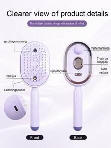 Electric Mist Detangling Massage Comb, Wireless Straightening Brush No Hair Damage, USB Rechargeable Detangling Styling Comb, Self-Cleaning Anti-Tangle Detangling Comb, Electric Mist Airbag, Portable Fashion, Best Gift For Women, Valentine's Day Gift, Gift For Girlfriend, Wife, Mother, Unisex - Multicolor - View 11