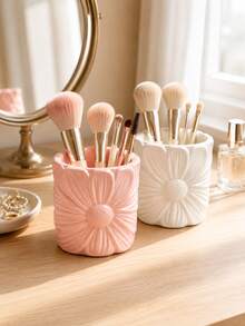 Daisy Makeup Organizer, Multi-Purpose Cosmetic Storage Holder For Makeup Brushes Lipsticks Eyebrow Pencils, Cute Desktop Organizer Cup, Vanity Desk Accessories For Women - New Model - View 1