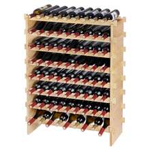 72 Bottle Stackable Modular Wine Rack Bamboo Wood Display Shelf 8-Tier - 8-tier - View 8
