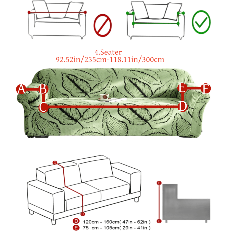 1PC Pastoral Style Cationic Sofa Cover, Light Green Base With Black 3D Embossed Large Leaf Pattern, Elastic Cationic 3D Embossed Large Leaf Sofa Cover, Light Green Base With Black Leaf Pattern Full Cover Sofa Slipcover, Suitable For 1/2/3/4 Seater Sofas, Autumn/Winter Thick Sofa Cover - Multicolor - View 13