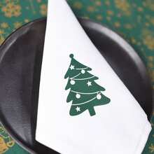 1/2/4pcs Christmas New Year Party Decoration Snowflake Reindeer Christmas Tree Print Solid Color Fabric Placemats Napkins Coasters Tea Towels - Multicolor - View 5