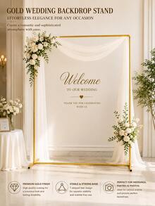 Golden Square Ironwork Wedding Background Arch Frame, Multi-Sized Square Metal Background Frame, Outdoor Wedding Ceremony Party Decoration Support Frame - View 5